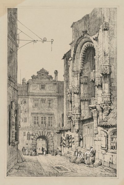 Fasimilies av skisser laget i Flandern og Tyskland: Thein Church, Praha, 1833. av Samuel Prout