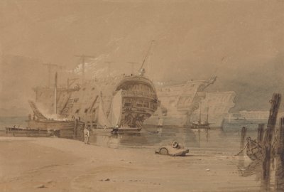 Hulker i Plymouth av Samuel Prout
