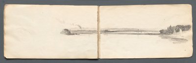 Skissebok: Landskap med seilbåter, 1814. av Samuel Prout