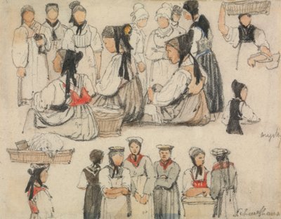 Studie av figurer ved Schaffhausen av Samuel Prout
