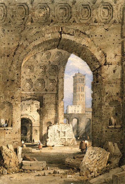 Temple of Peace, Forum Romanum (akvarell og gouache på off-white papir) av Samuel Prout