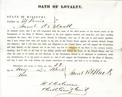 Lojalitetsed av Samuel R. Black fra Missouri, fylket St. Louis av Samuel R. Black