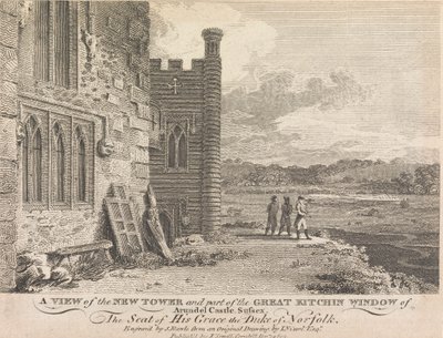 En utsikt over det nye tårnet og en del av Great Kitchin-vinduet i Arundel Castle, Sussex (utgitt av J. Sewell); side 13 (bind 1) av Samuel Rawle