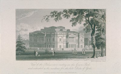 Utsikt over York House og Green Park, ca. 1800 av Samuel Rawle