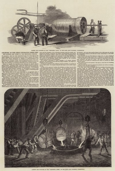 Sylinder av Great Hydraulic Press brukt til å heve rørene til Britannia Bridge av Samuel Read