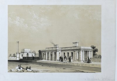 Masborough Station c1840 (tonet litografi på papir) av Samuel Russell