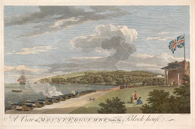 En utsikt over Mount Edgcumbe fra Block House, pub. 1755. av Samuel Scott