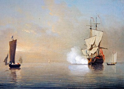 The Morning Gun (olje på lerret) av Samuel Scott