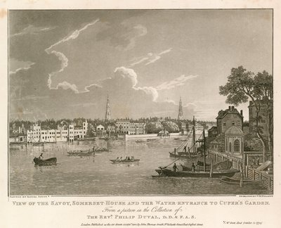 Utsikt over Savoy, Somerset House og vanninngangen til Cuper