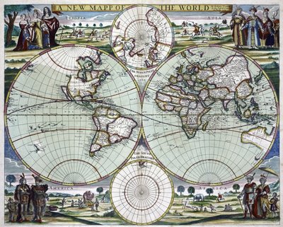 Et nytt verdenskart, ca. 1702 (trykk) av Samuel Thornton