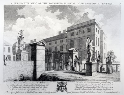 Et perspektivbilde av Foundling Hospital, gravert av Edward Rooker, 1749 av Samuel Wale
