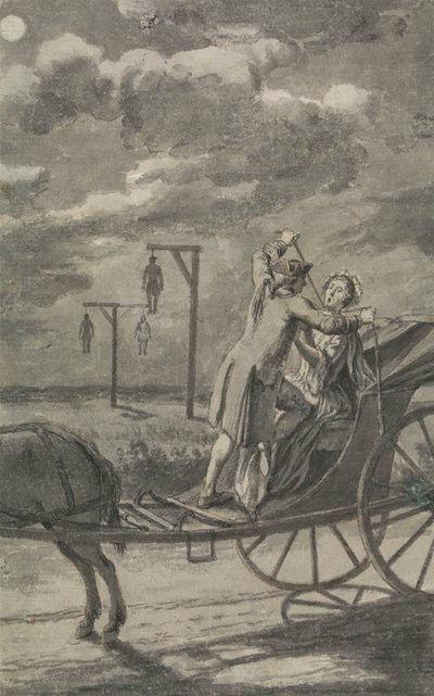 Murder in the Carriage (sannsynligvis et design for The Tyburn Chronicle) av Samuel Wale