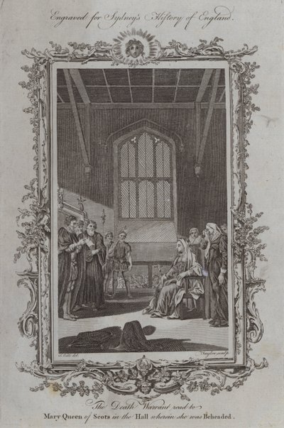 Dødsordren ble lest opp for Mary Queen of Scots i hallen hvor hun ble halshugget av Samuel Wale