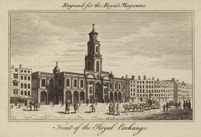 Forsiden av Royal Exchange i City of London av Samuel Wale