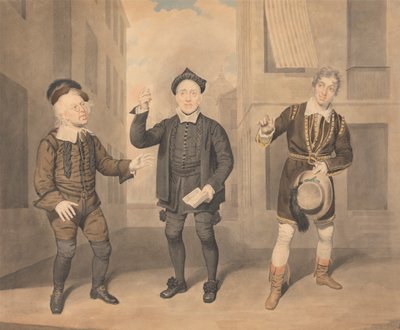 En scene fra et teaterstykke - tre skuespillere av Samuel de Wilde