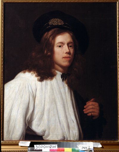 ""Autoportrait" (Selvportrett) Peinture de Samuel Dirksz van Hoogstraten (1627-1678) 17eme siecle Musee des Beaux Arts Ivan Kramskoy (ou Kramskoi) a Voronej (Voronezh), Russland. av Samuel van Hoogstraten