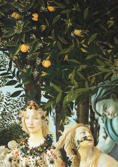 Flora, Zephyrus og Cloris, detalj fra The Allegory of Spring (Primavera), ca. 1477-1482 (tempera på tre) av Sandro Botticelli