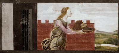Salome holder hodet til St John Baptist. Detalj av st Barnaba altertavle (Tempera på tre av Sandro Botticelli
