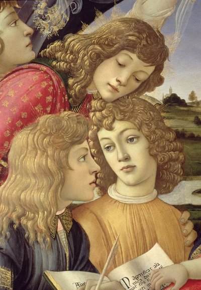 The Madonna of the Magnificat, detalj av tre gutter av Sandro Botticelli
