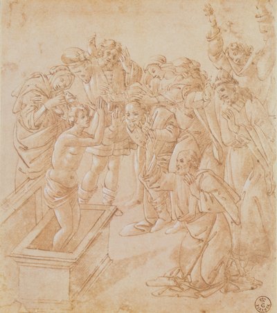 The Raising of Lazarus (penn og blekk med gouache) av Sandro Botticelli