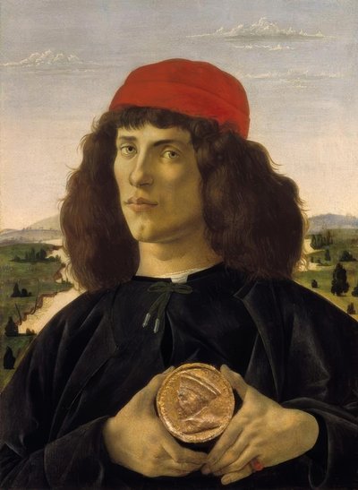 Portrett av en fremmed med medaljen fra Cosimo the A av Sandro Botticelli