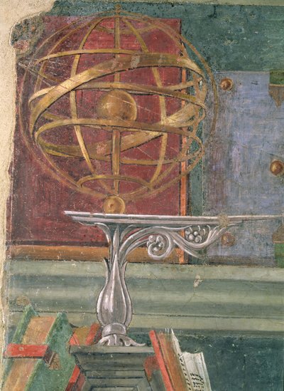 Detalj fra St.Augustine i studien hans som viser en armillarkule (se også 44371) av Sandro Botticelli