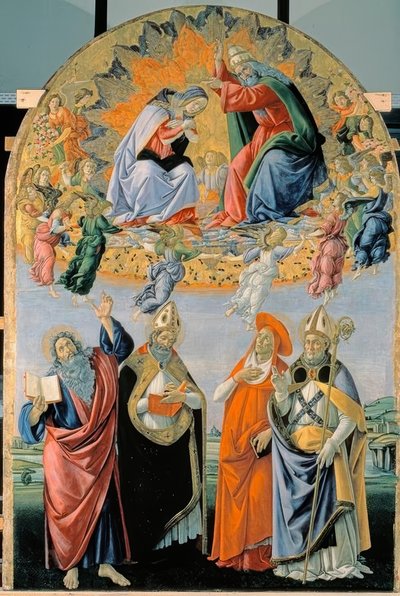 Kroningen av Maria med fire helgener av Sandro Botticelli