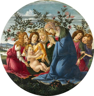 Madonna forguder barnet med fem engler av Sandro Botticelli
