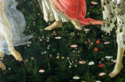 Primavera: detalj av blomstertempera på panel av Sandro Botticelli