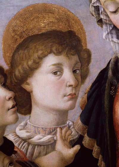 St. John fra Jomfru og Barn (tempera på tre) av Sandro Botticelli