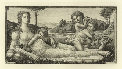 Venus tilbakelent med Amor av Sandro Botticelli