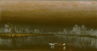 Kyr i en dam ved solnedgang, 1860. av Sanford Robinson Gifford