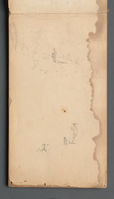 Skissebok, side 02: Figur i et landskap med hund, 1859. av Sanford Robinson Gifford