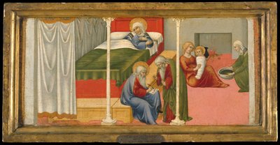 Fødselen og navngivningen til døperen Johannes, 1450-60. av Sano di Pietro