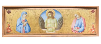 Kristus som sorgens mann mellom jomfru Maria og evangelisten Johannes av Sano di also Ansano di Pietro di Mencio Pietro