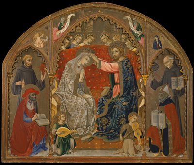 Kroning av jomfruen med hellige (maleri på tre) av Sano di also Ansano di Pietro di Mencio Pietro