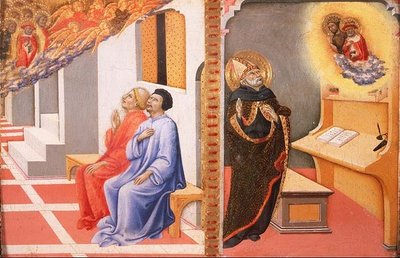 Visjonene til (LtoR) St. Hieronymus og St. Johannes døperen av Sano di also Ansano di Pietro di Mencio Pietro