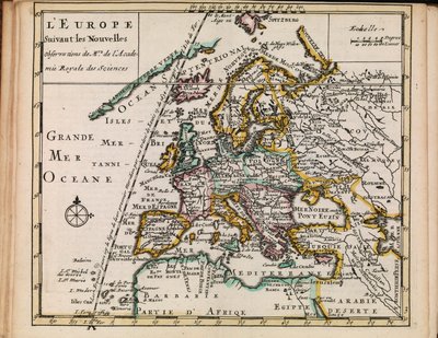 Kart fra Nasjonalbibliotekets kartsamling. Kartet er gitt ut i  (1690-1708) og viser Europa av Sanson chez Mortier