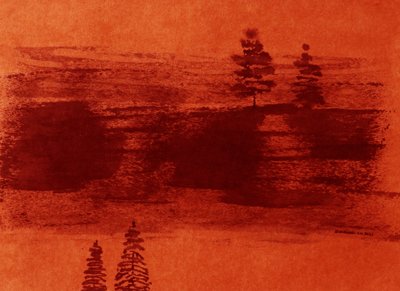 Oransje innsjø i skumringen av Santhosh ch