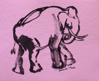 Penselstrøk av en rosa elefant av Santhosh ch