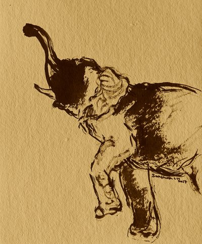 Mektig elefant som reiser seg av Santhosh ch