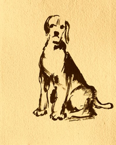 Sittende hund i blekk av Santhosh ch
