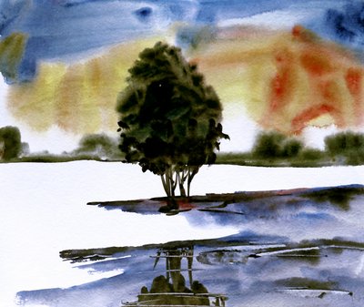 Solnedgang og treets speilbilde av Santhosh ch