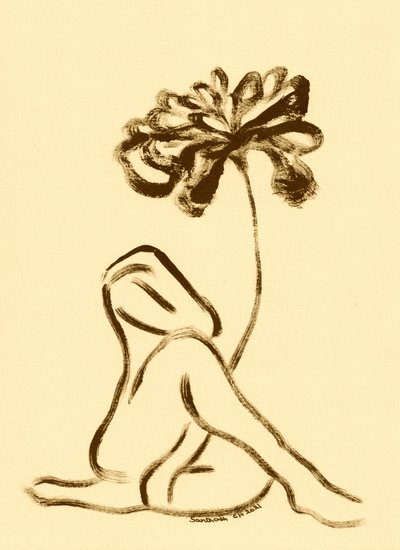 Kvinne og lotusblomst av Santhosh ch