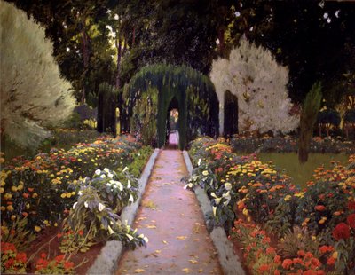 Aranjuez-hagene (Lysthuset) 1907, maleri av Santiago Rusinol i Prats