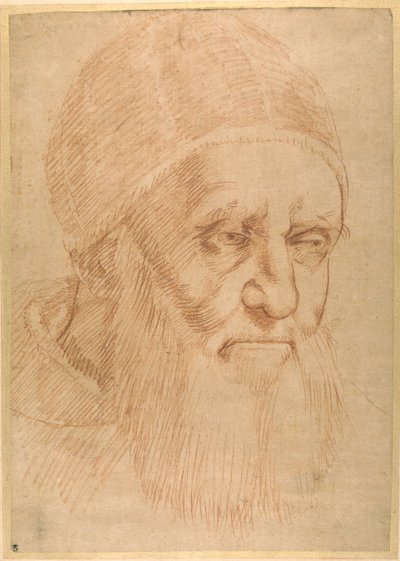 Pave Julius II, etter en tegneserie av Raphael (rødt kritt på tynt oljet papir) av Sanzio of Urbino (follower of) Raphael