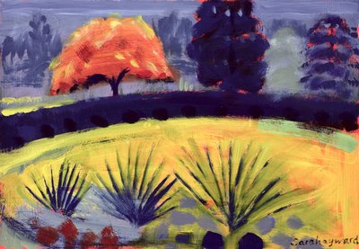 Botanisk hage, høst (olje på kort) av Sara Hayward