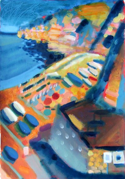 Coast (akryl om bord) av Sara Hayward