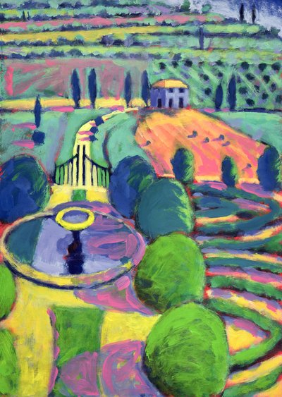 Italian Garden (olje på kort) av Sara Hayward