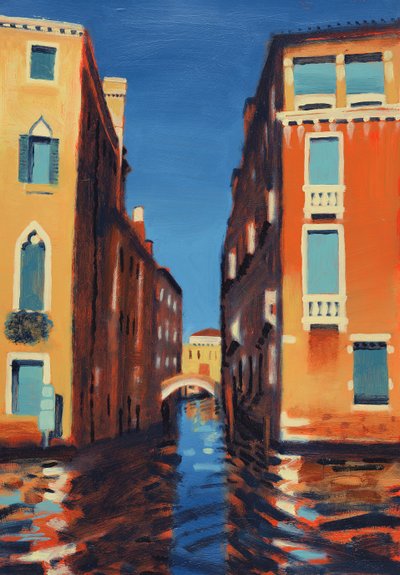 Rio del Duca, Venezia (olje på kort) av Sara Hayward